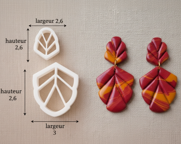 Emporte-pièces pour boucles d’oreilles – DIY bijoux – Feuilles graphiques ajourées – Lot de 2 tailles. EP-10