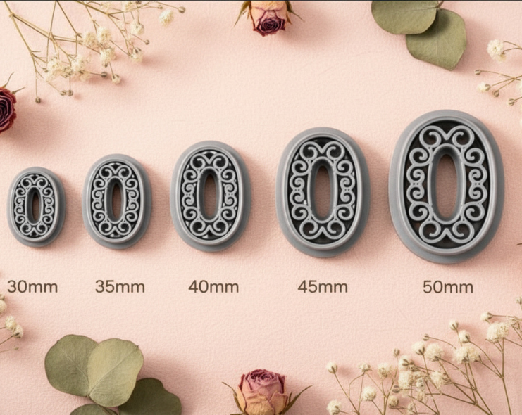 Emporte-pièce Ovale Arabesque Ajouré – 30 à 50 mm au choix – Découpe bijoux pâte polymère – Fabriqué en France. EP-79