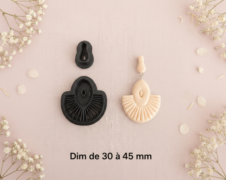 Emporte-pièce pampille éventail ovale ajourée – Bijoux DIY – 4 tailles disponibles 30 à 45 mm