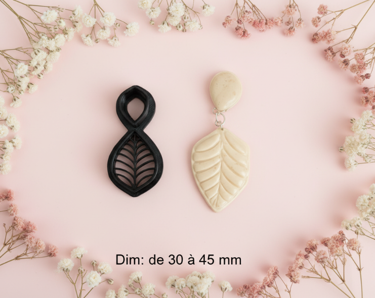 Emporte-pièce pampille feuille ajourée – Bijoux DIY – 4 tailles disponibles 30 à 45 mm