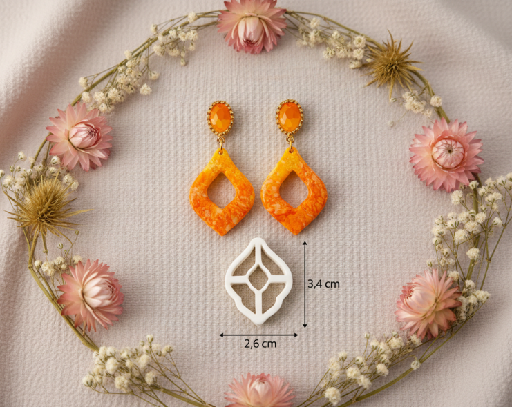 Emporte-pièce pour bijoux – DIY boucles d’oreilles – Forme losange ajouré – 3,4 cm