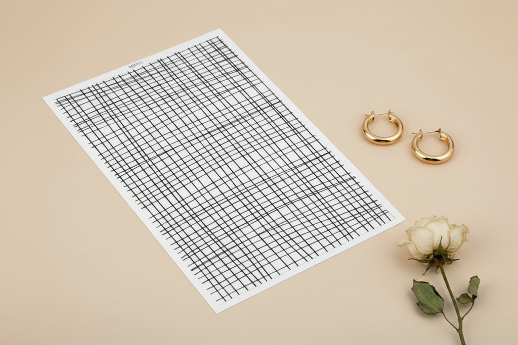 Feuille de transfert rayures pas droites pour pâte polymère  – 10 × 14 cm – DIY bijoux. TF06