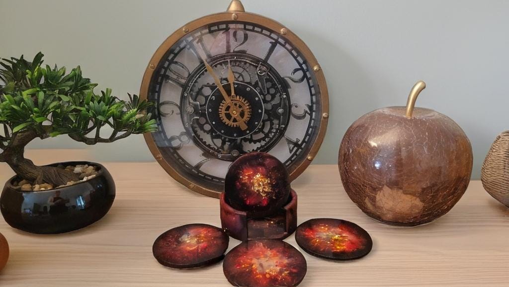Sous-verres rouge, noir et or "Carla"