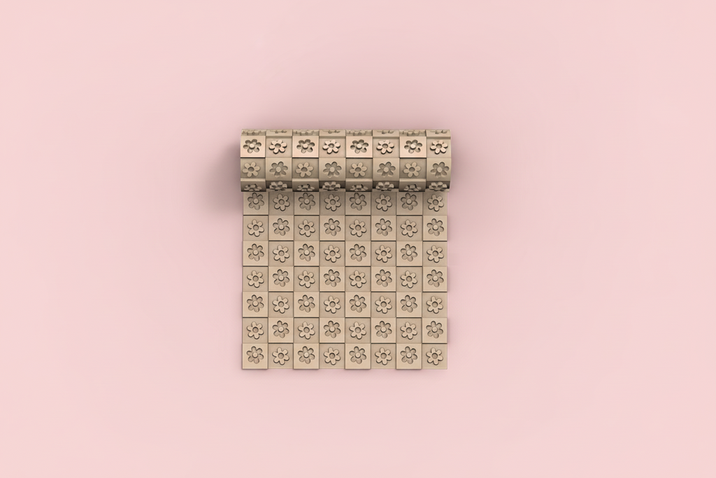 Rouleau texturé fleurs répétées – texture pâte polymère – motif floral damier – DIY bijoux –