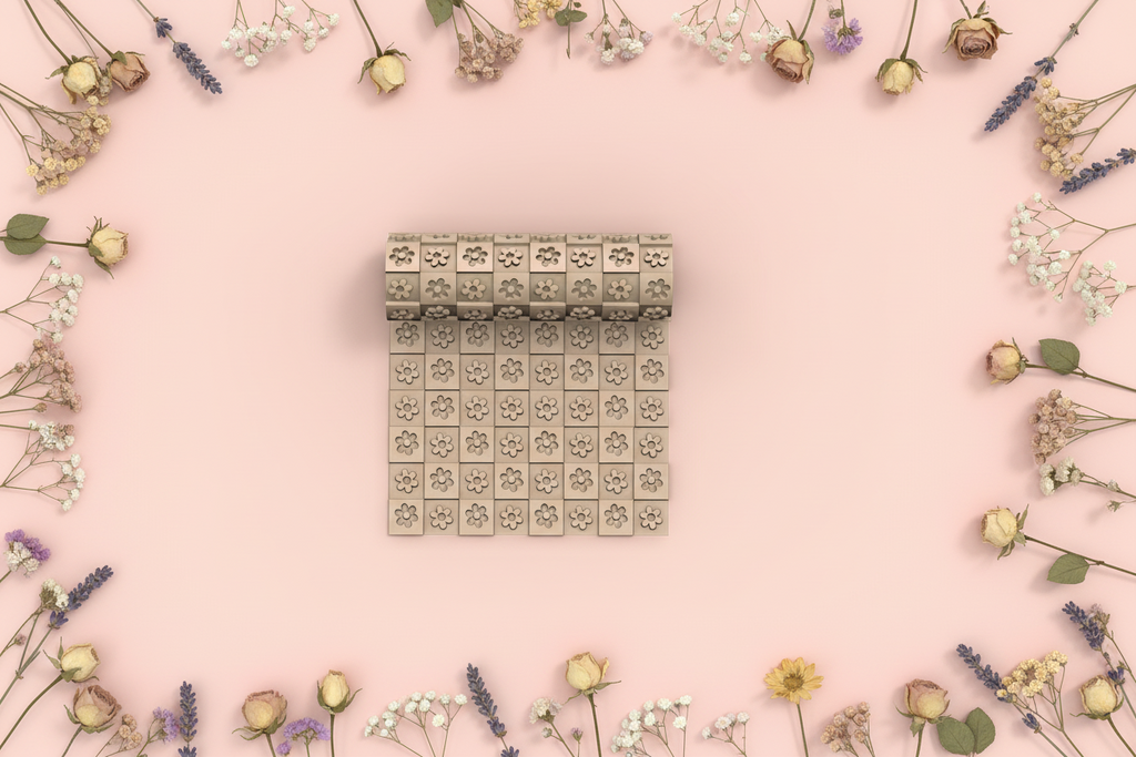 Rouleau texturé fleurs répétées – texture pâte polymère – motif floral damier – DIY bijoux –