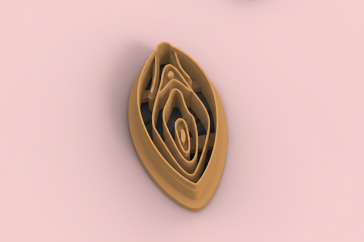 Emporte-pièce forme vulve stylisée – cutter pâte polymère bijoux – pampilles EVJF – design minimaliste et engagé – 25 à 55 mm – EP-35 – fabriqué en France
