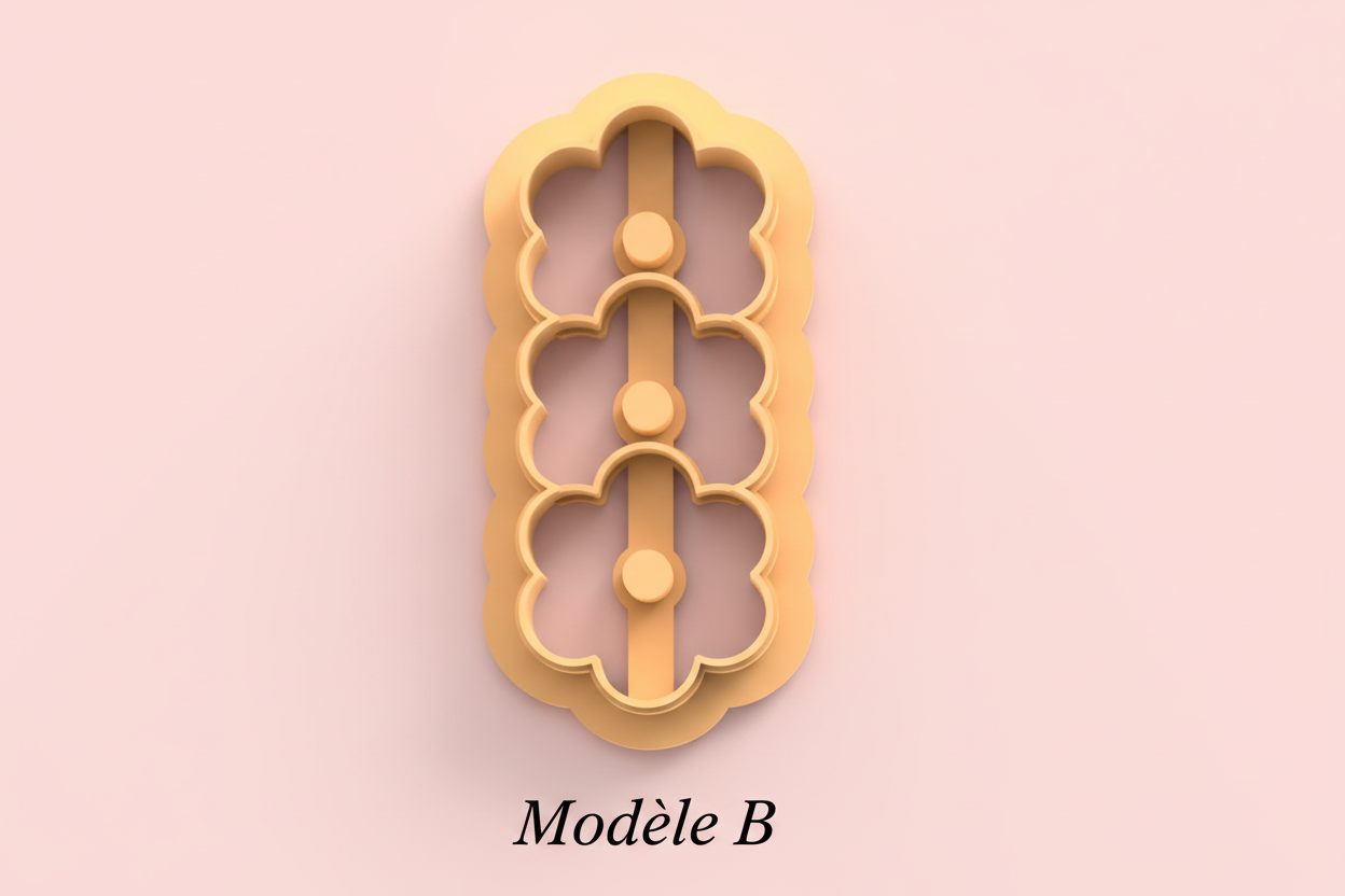 Emporte-pièce barrette fleurs – cutter pâte polymère accessoires cheveux DIY – modèle A ou B – 40 à 60 mm – EP-277 – fabriqué en France