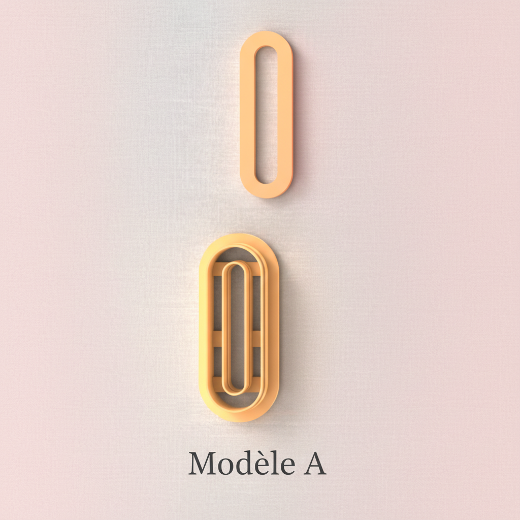 Emporte-pièce barrette formes ovales – cutter pâte polymère accessoires cheveux DIY – 3 modèles au choix A B C – 40 à 60 mm – EP-278 – fabriqué en France