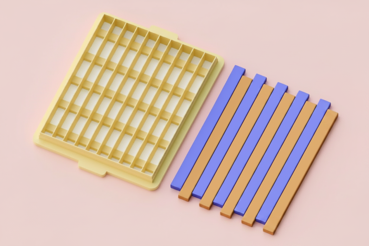 Emporte-pièce marinière rectangle graphique pour bijoux DIY – découpe moderne 4, 6, 8 ou 10 mm – pâte polymère – fabriqué en France