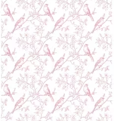 Feuille de transfert oiseaux roses sur branches pour pâte polymère  – DIY bijoux. TF21