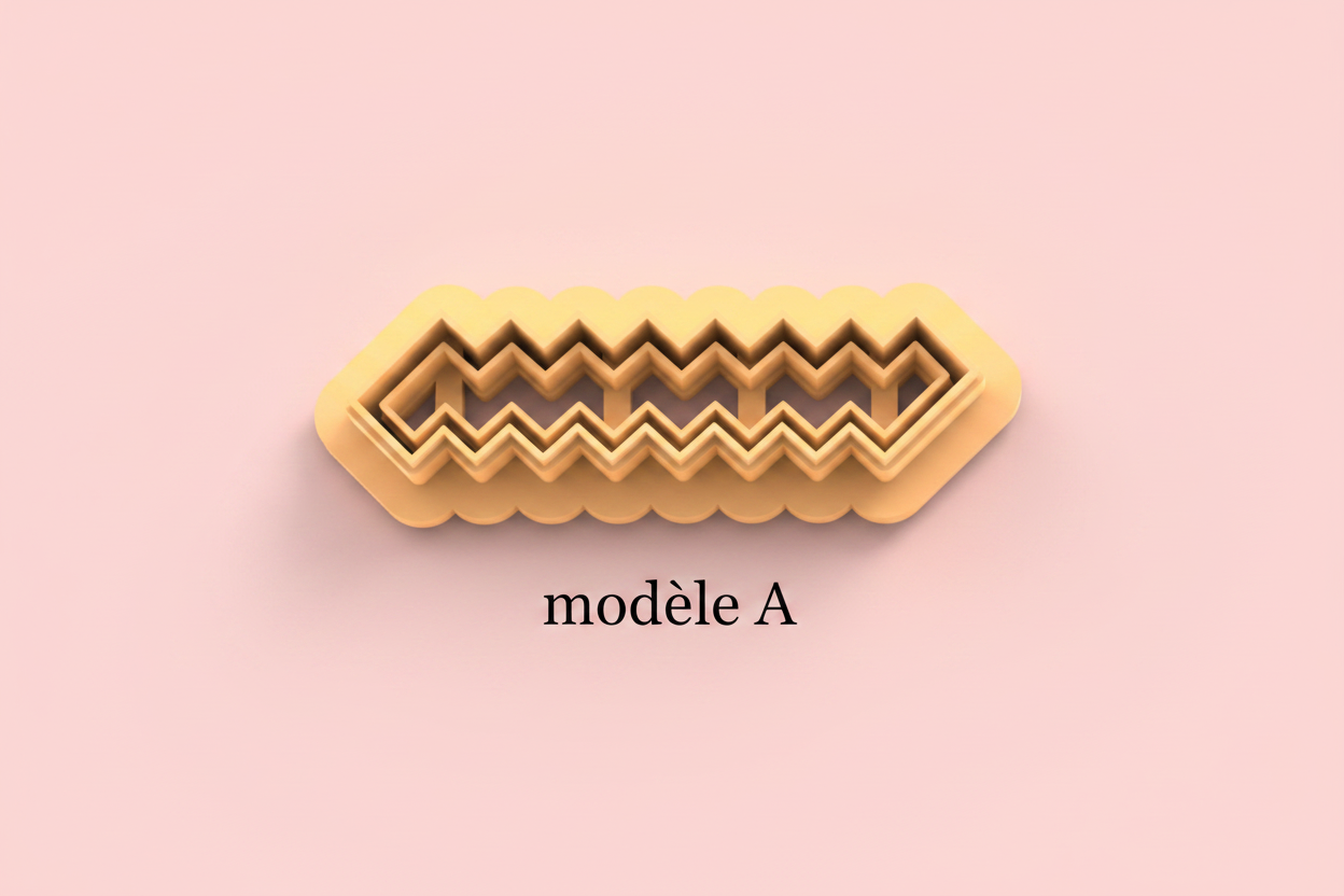 Emporte-pièce barrettes fantaisie – pâte polymère bijoux DIY – 40 à 60 mm – 4 modèles A B C D – fabriqué en France
