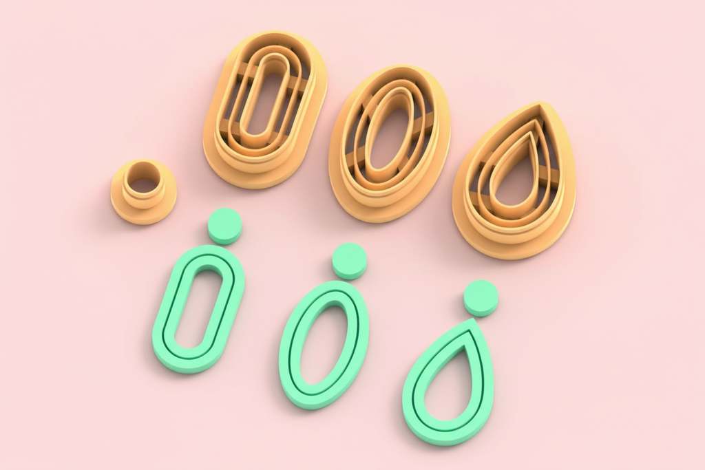 Emporte-pièces ovales et goutte – lot de 2 cutters pâte polymère bijoux DIY pampilles – 3 modèles au choix A B C – 30 à 50 mm – EP-268 – fabriqué en France