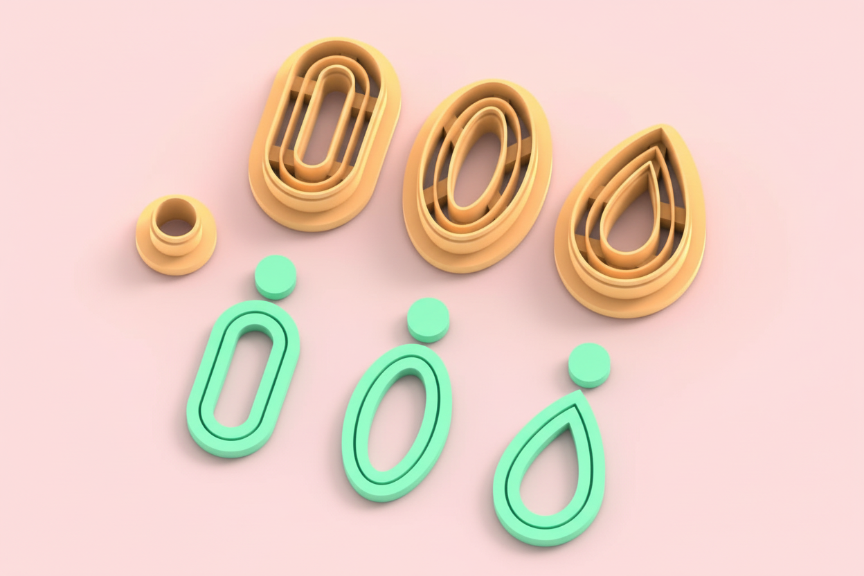 Emporte-pièces ovales et goutte – lot de 2 cutters pâte polymère bijoux DIY pampilles – 3 modèles au choix A B C – 30 à 50 mm – EP-268 – fabriqué en France