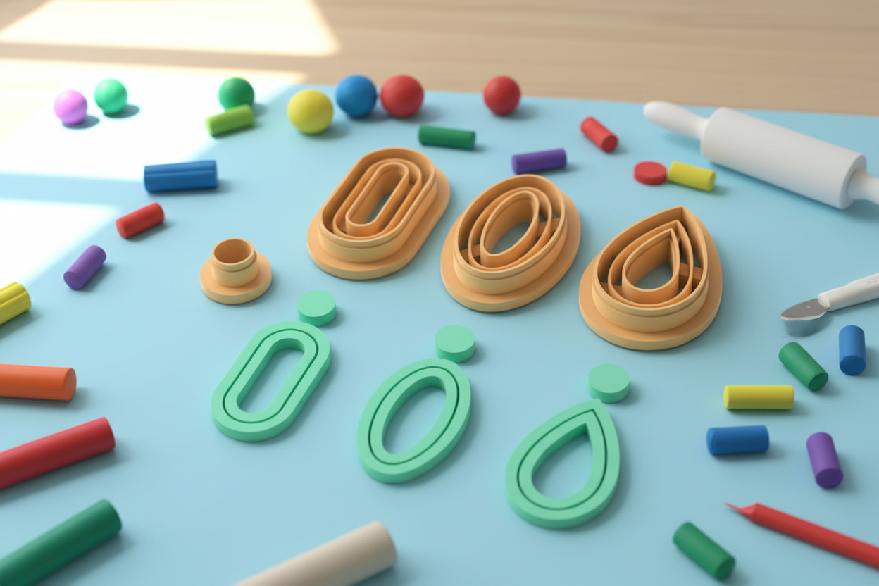 Emporte-pièces ovales et goutte – lot de 2 cutters pâte polymère bijoux DIY pampilles – 3 modèles au choix A B C – 30 à 50 mm – EP-268 – fabriqué en France