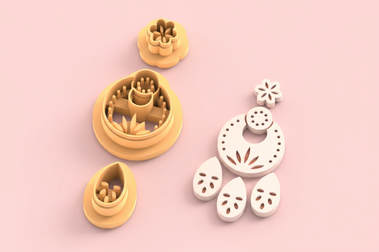 Emporte-pièce boucles d’oreilles bohème mandala – pendentif floral ajouré – bijoux pâte polymère DIY – 40 à 60 mm – EP-213