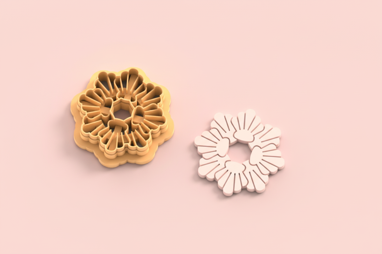 Emporte-pièce fleur géométrique ajourée – bijoux pâte polymère – 25 à 45 mm – EP-214