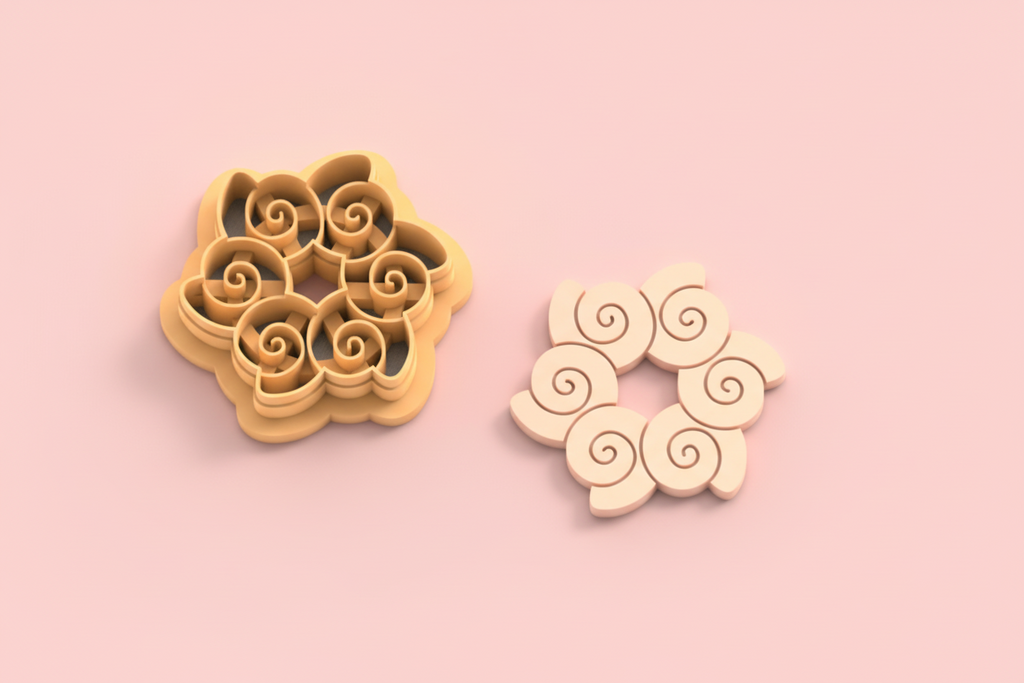 Emporte-pièce fleur géométrique ajourée – bijoux pâte polymère – 25 à 45 mm – EP-215