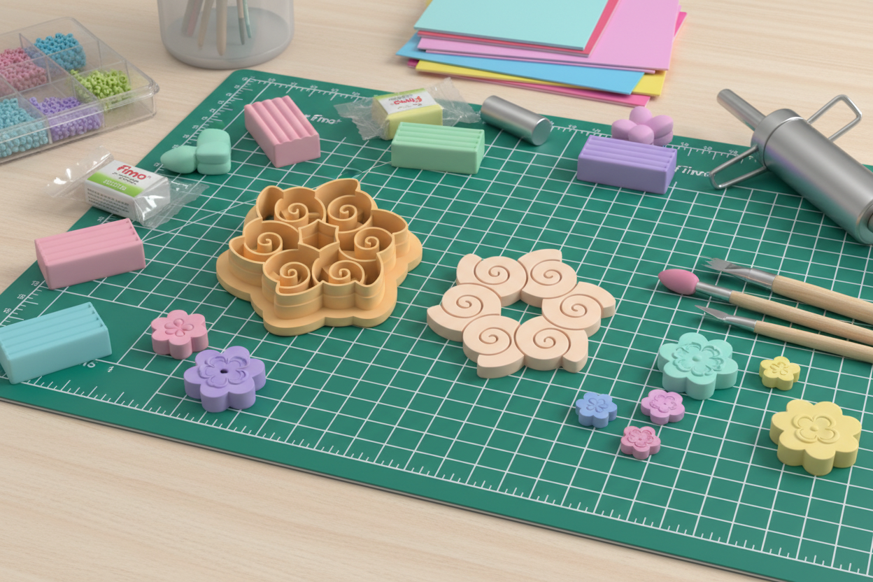Emporte-pièce fleur géométrique ajourée – bijoux pâte polymère – 25 à 45 mm – EP-215