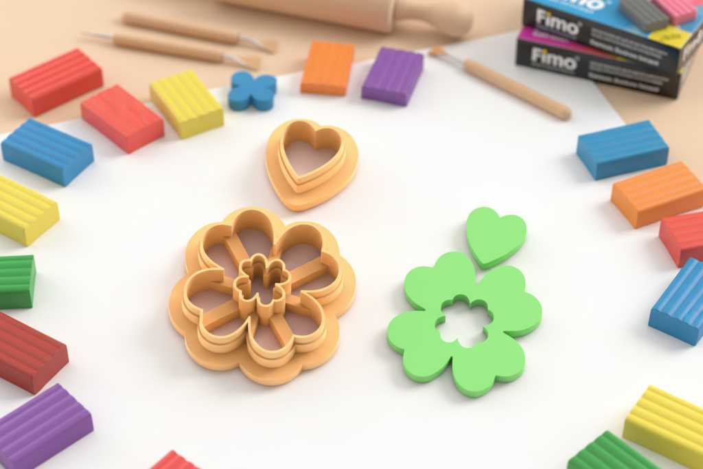 Emporte-pièce fleur cœur & mini cœur – bijoux pâte polymère – 25 à 45 mm – EP-216