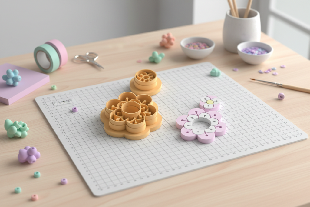 Emporte-pièces fleur ajourée & mini fleur – lot de 2 – bijoux pâte polymère – 30 à 50 mm – EP-221
