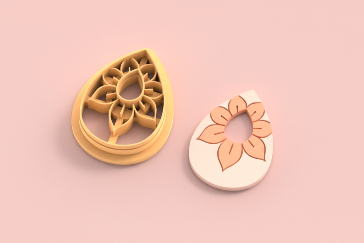 Emporte-pièce goutte fleur ajourée – bijoux pâte polymère – 20 à 45 mm – EP-222