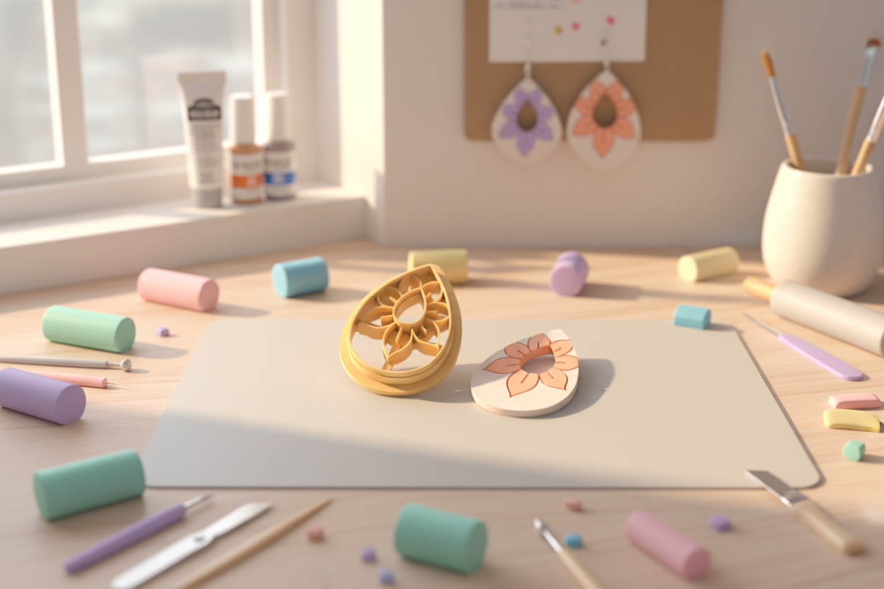 Emporte-pièce goutte fleur ajourée – bijoux pâte polymère – 20 à 45 mm – EP-222