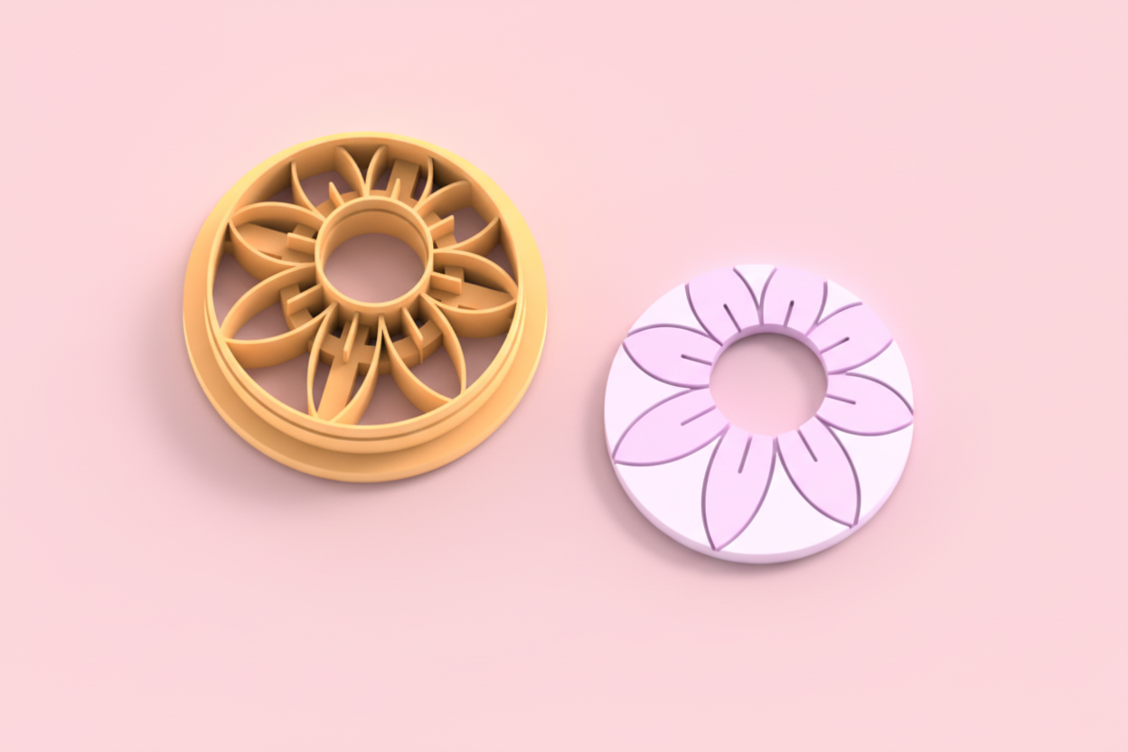 Emporte-pièce rond fleur ajourée – bijoux pâte polymère – 20 à 45 mm – EP-223