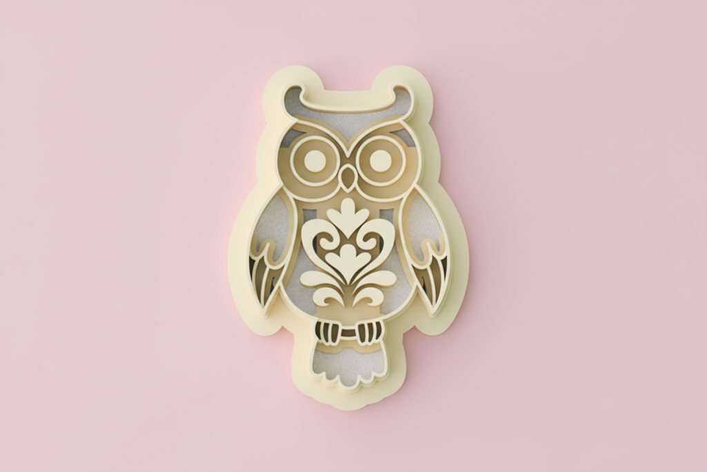 Emporte-pièce hibou ajouré floral – bijoux pâte polymère – 30 à 50 mm – EP-238