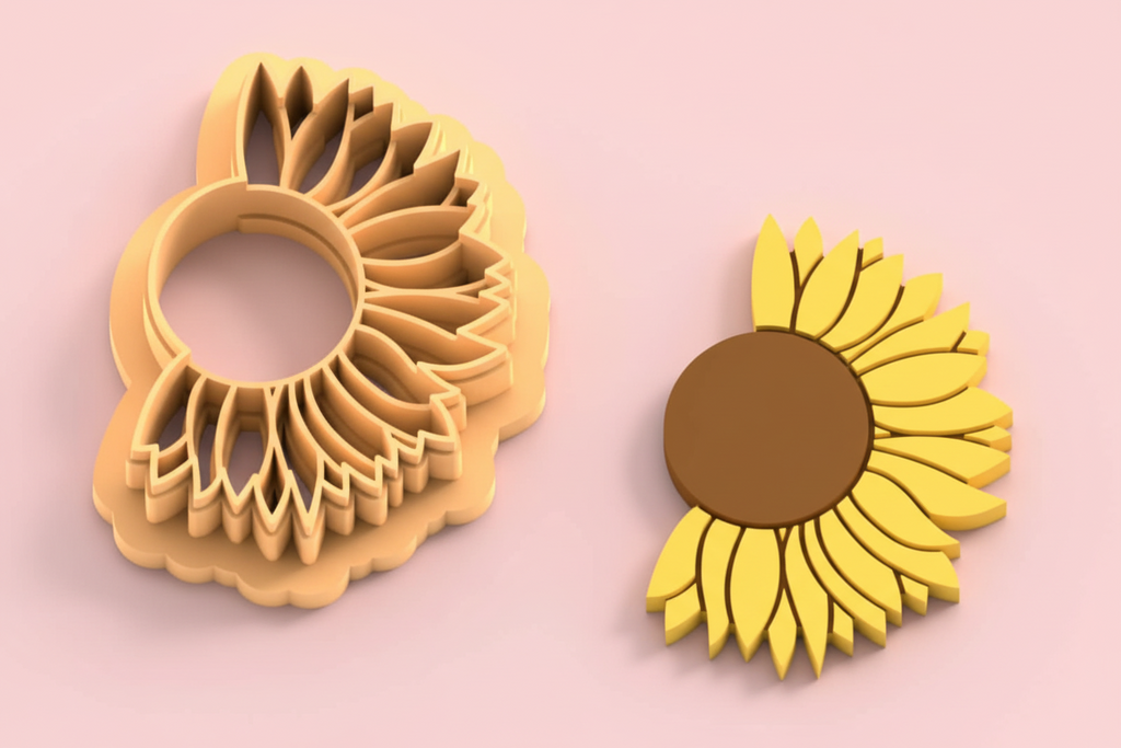 Emporte-pièce tournesol ajouré – bijoux pâte polymère – forme fleur soleil – DIY – 30 à 45 mm – EP-253
