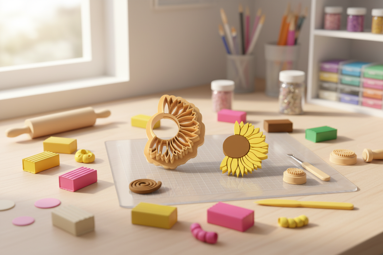 Emporte-pièce tournesol ajouré – bijoux pâte polymère – forme fleur soleil – DIY – 30 à 45 mm – EP-253