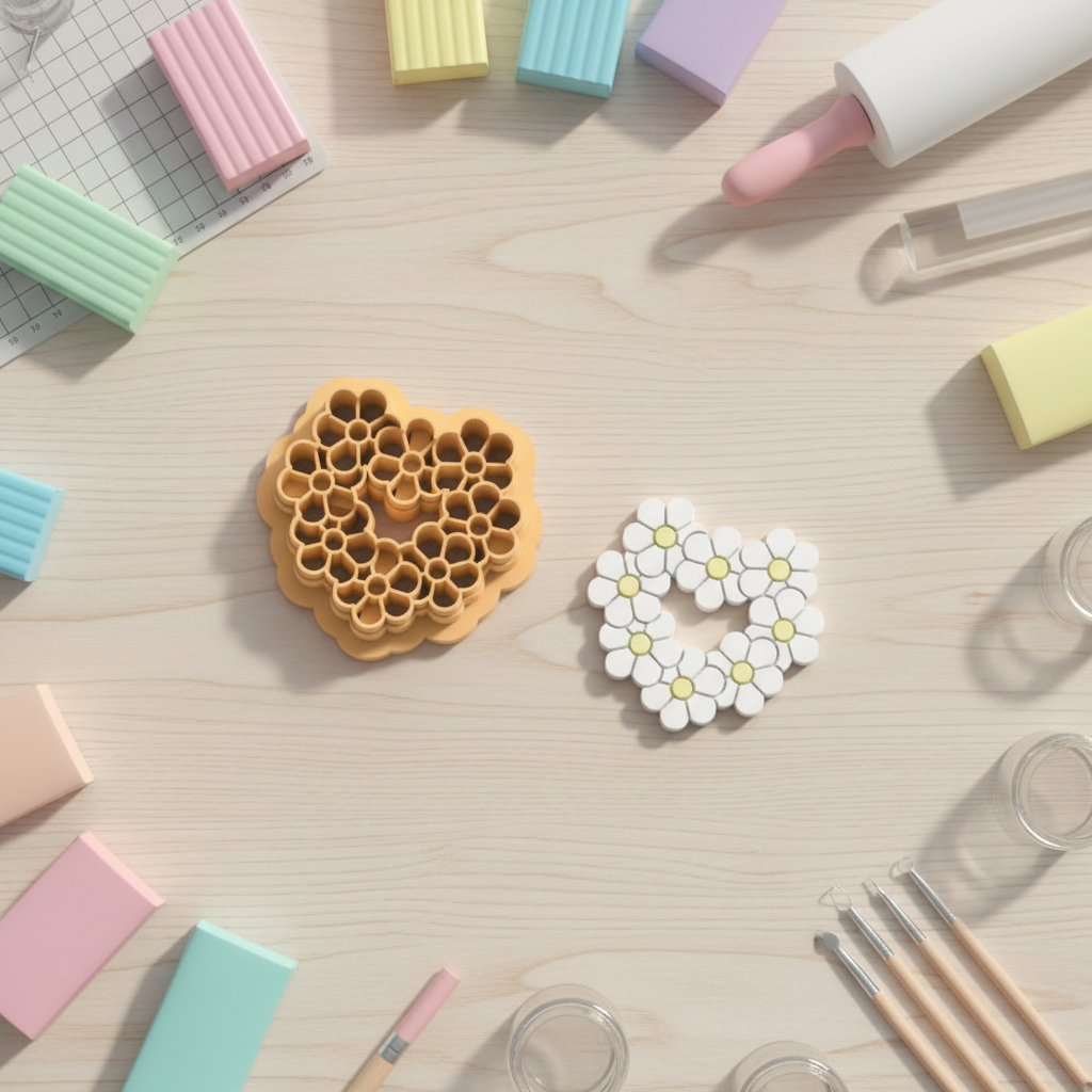Emporte-pièce cœur fleurs ajouré – bijoux pâte polymère – motif floral – pampilles DIY – 25 à 45 mm – EP-255