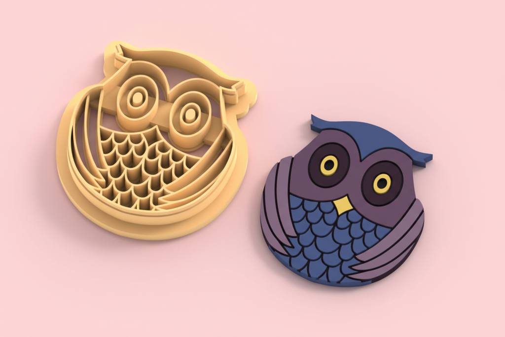 Emporte-pièce hibou – cutter pâte polymère bijoux DIY pampilles – motif chouette cartoon – 5 tailles 25 à 51 mm – EP-263 – fabriqué en France