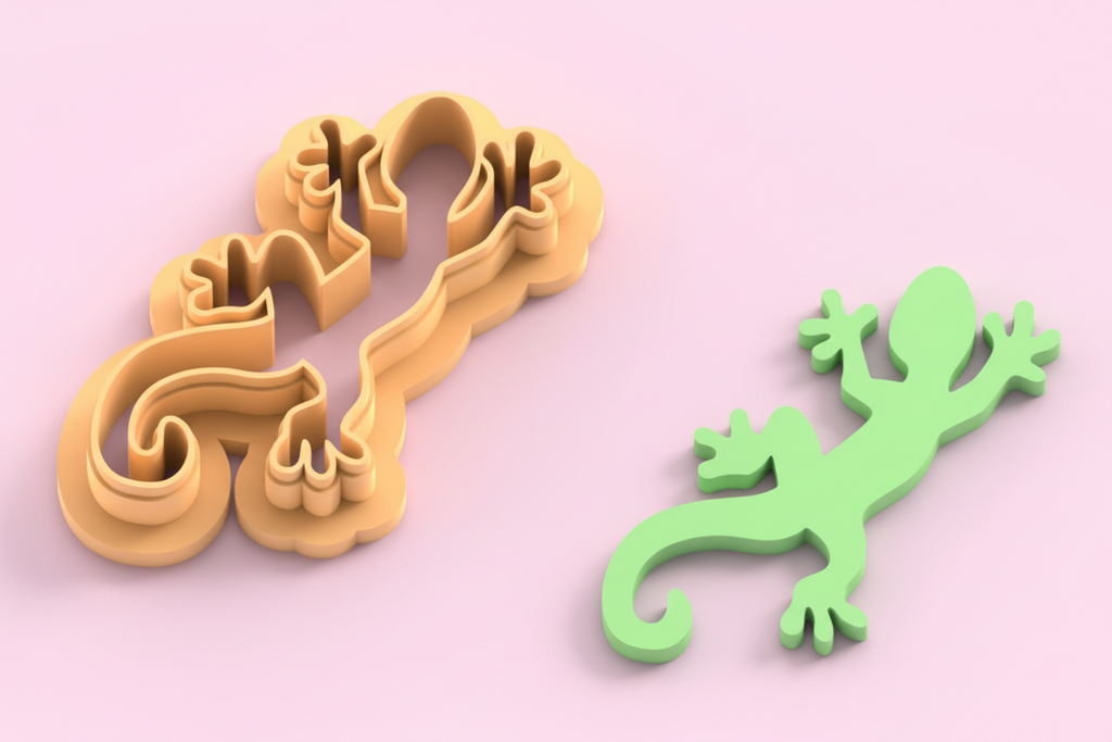 Emporte-pièce lézard gecko – cutter pâte polymère bijoux DIY pampilles – silhouette moderne – 25 à 45 mm – EP-267 – fabriqué en France