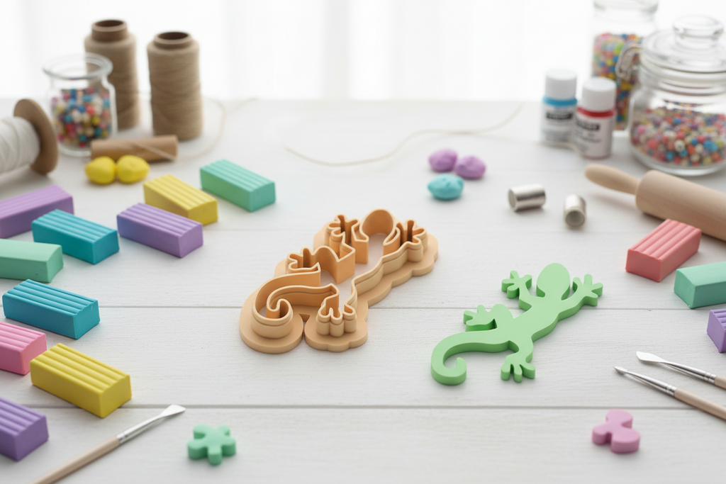 Emporte-pièce lézard gecko – cutter pâte polymère bijoux DIY pampilles – silhouette moderne – 25 à 45 mm – EP-267 – fabriqué en France