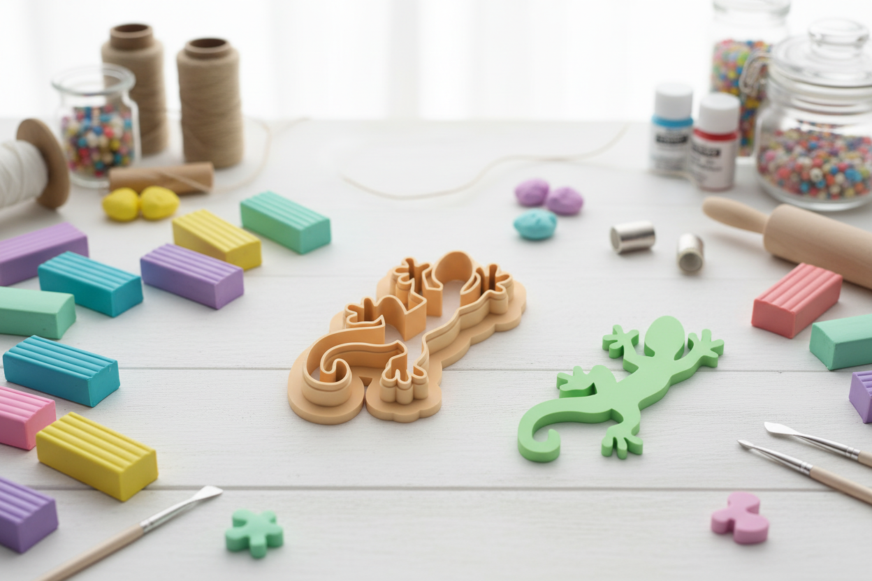 Emporte-pièce lézard gecko – cutter pâte polymère bijoux DIY pampilles – silhouette moderne – 25 à 45 mm – EP-267 – fabriqué en France