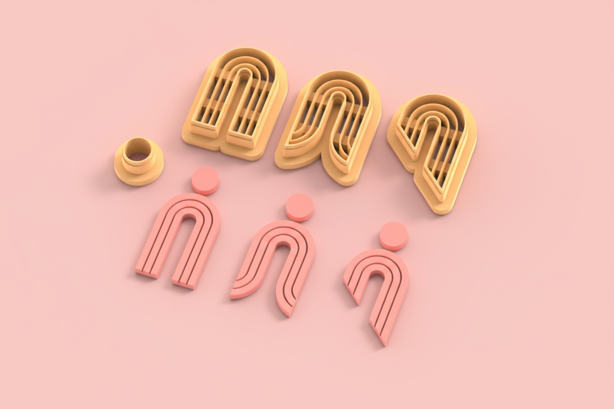 Emporte-pièces arche moderne – lot de 2 cutters pâte polymère bijoux DIY pampilles – 3 modèles au choix A B C – 30 à 50 mm – EP-269 – fabriqué en France