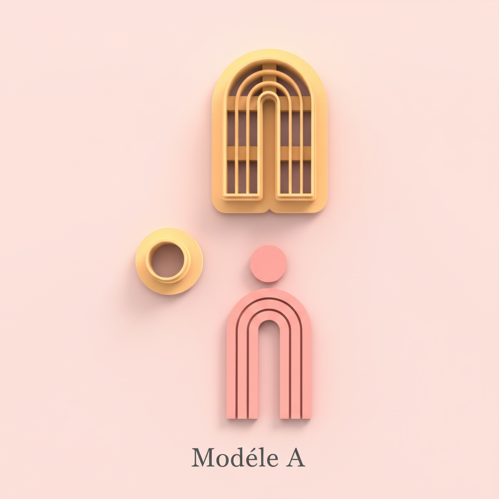 Emporte-pièces arche moderne – lot de 2 cutters pâte polymère bijoux DIY pampilles – 3 modèles au choix A B C – 30 à 50 mm – EP-269 – fabriqué en France