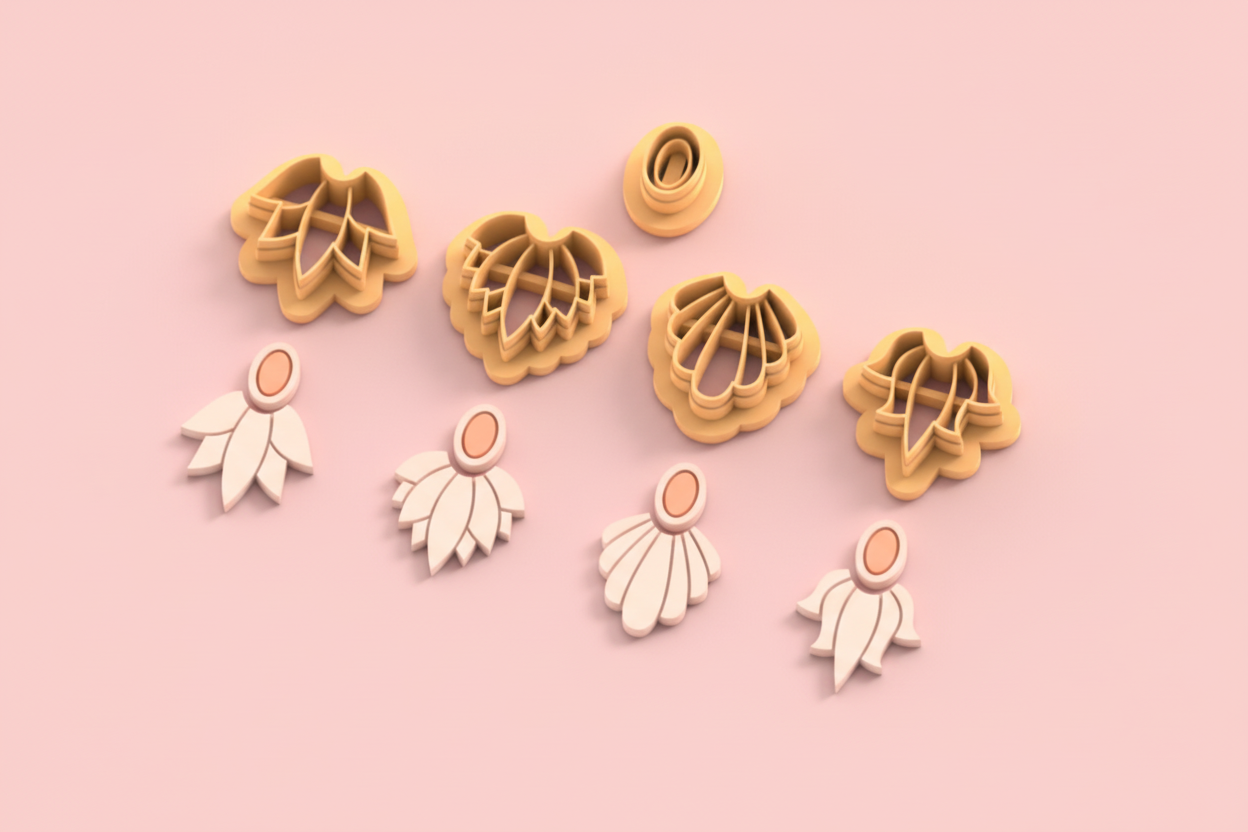 Emporte-pièces formes modernes texturées – cutters pâte polymère bijoux DIY pampilles – 4 modèles au choix ou lot complet – 25 à 45 mm – EP-270 –