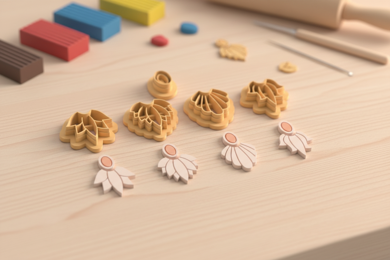 Emporte-pièces formes modernes texturées – cutters pâte polymère bijoux DIY pampilles – 4 modèles au choix ou lot complet – 25 à 45 mm – EP-270 –