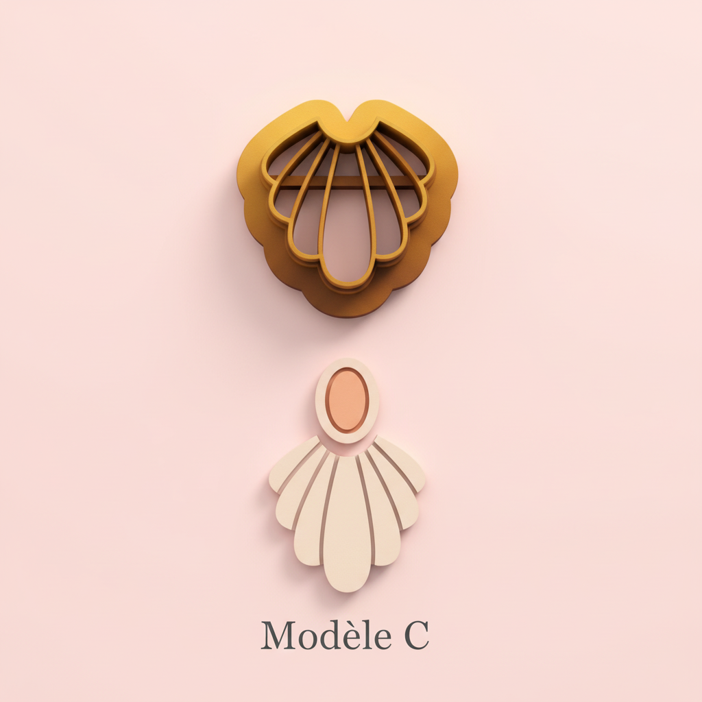 Emporte-pièces formes modernes texturées – cutters pâte polymère bijoux DIY pampilles – 4 modèles au choix ou lot complet – 25 à 45 mm – EP-270 –