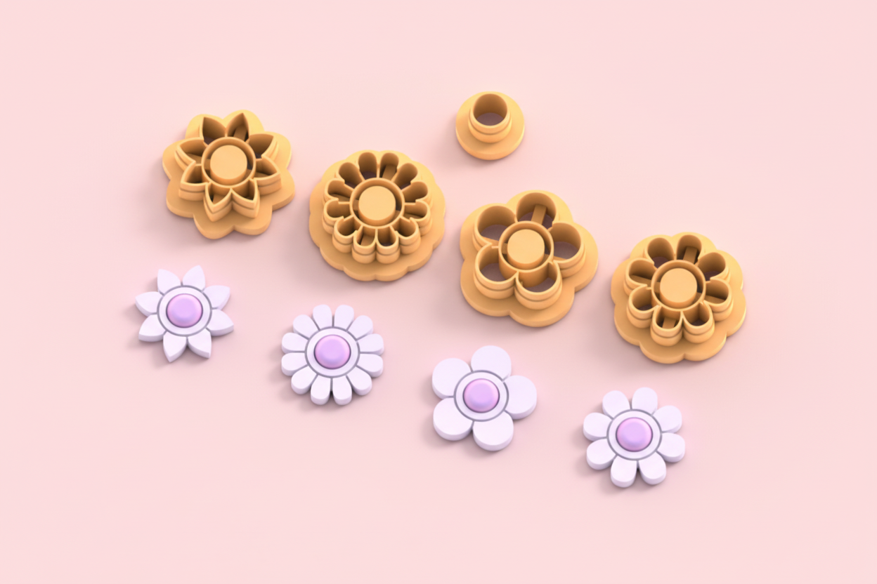 Emporte-pièces fleurs – lot de 2 cutters pâte polymère bijoux DIY pampilles – 4 modèles au choix – 20 à 45 mm – EP-272 –