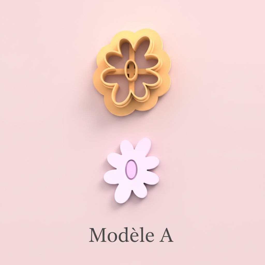 Emporte-pièces fleurs stylisées – cutters pâte polymère bijoux DIY pampilles – 4 modèles au choix A B C D – 20 à 45 mm – EP-275 – fabriqué en France