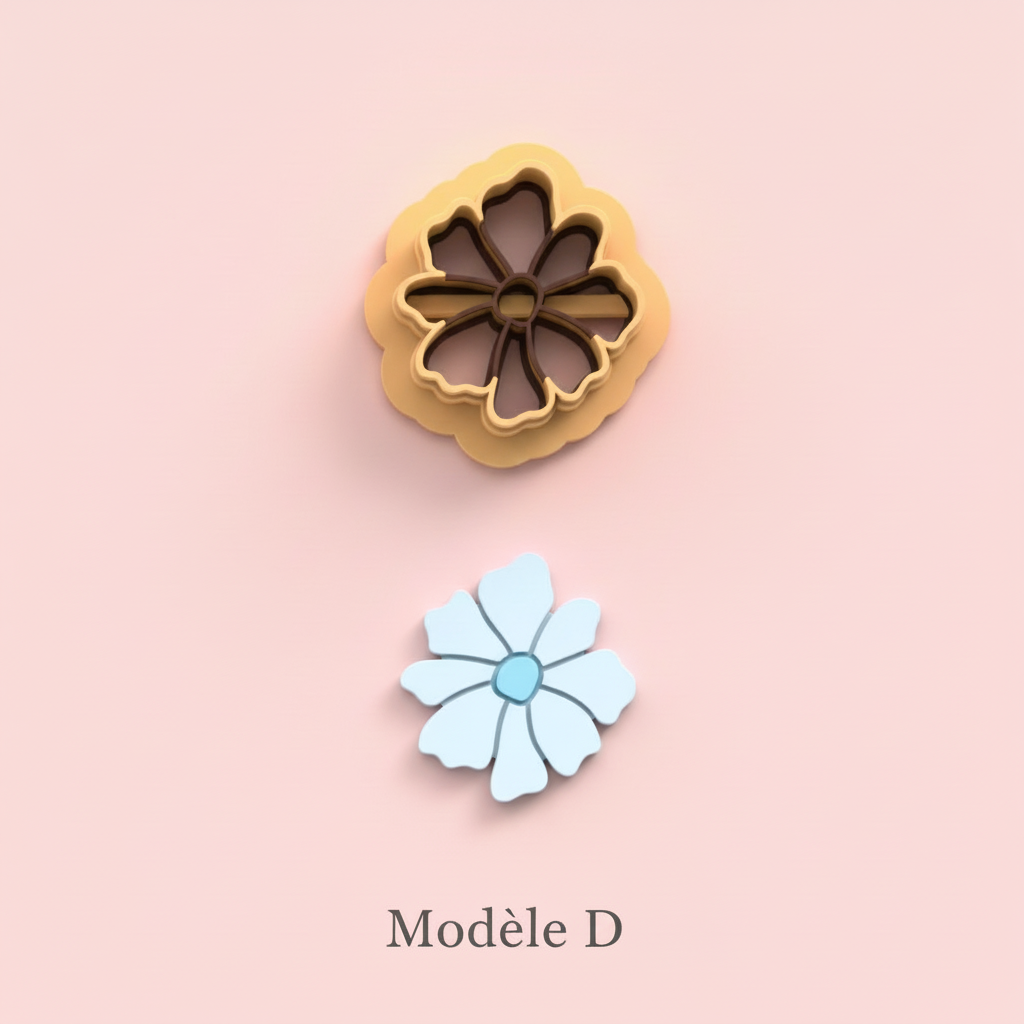 Emporte-pièces fleurs stylisées – cutters pâte polymère bijoux DIY pampilles – 4 modèles au choix A B C D – 20 à 45 mm – EP-275 – fabriqué en France