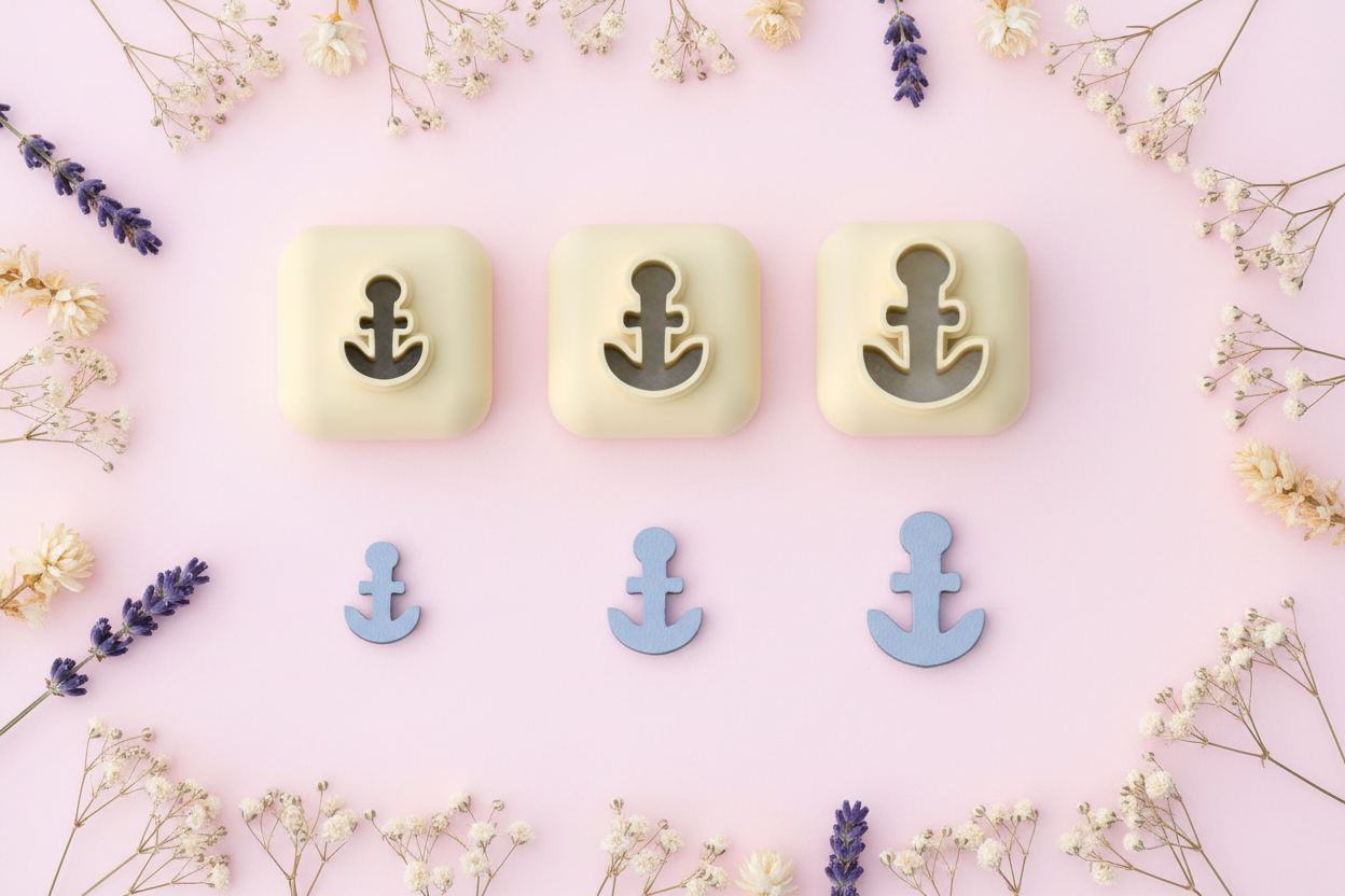 Mini emporte-pièce ancre marine – cutter pâte polymère bijoux DIY breloques – 8 10 12 mm – EP-279 – fabriqué en France