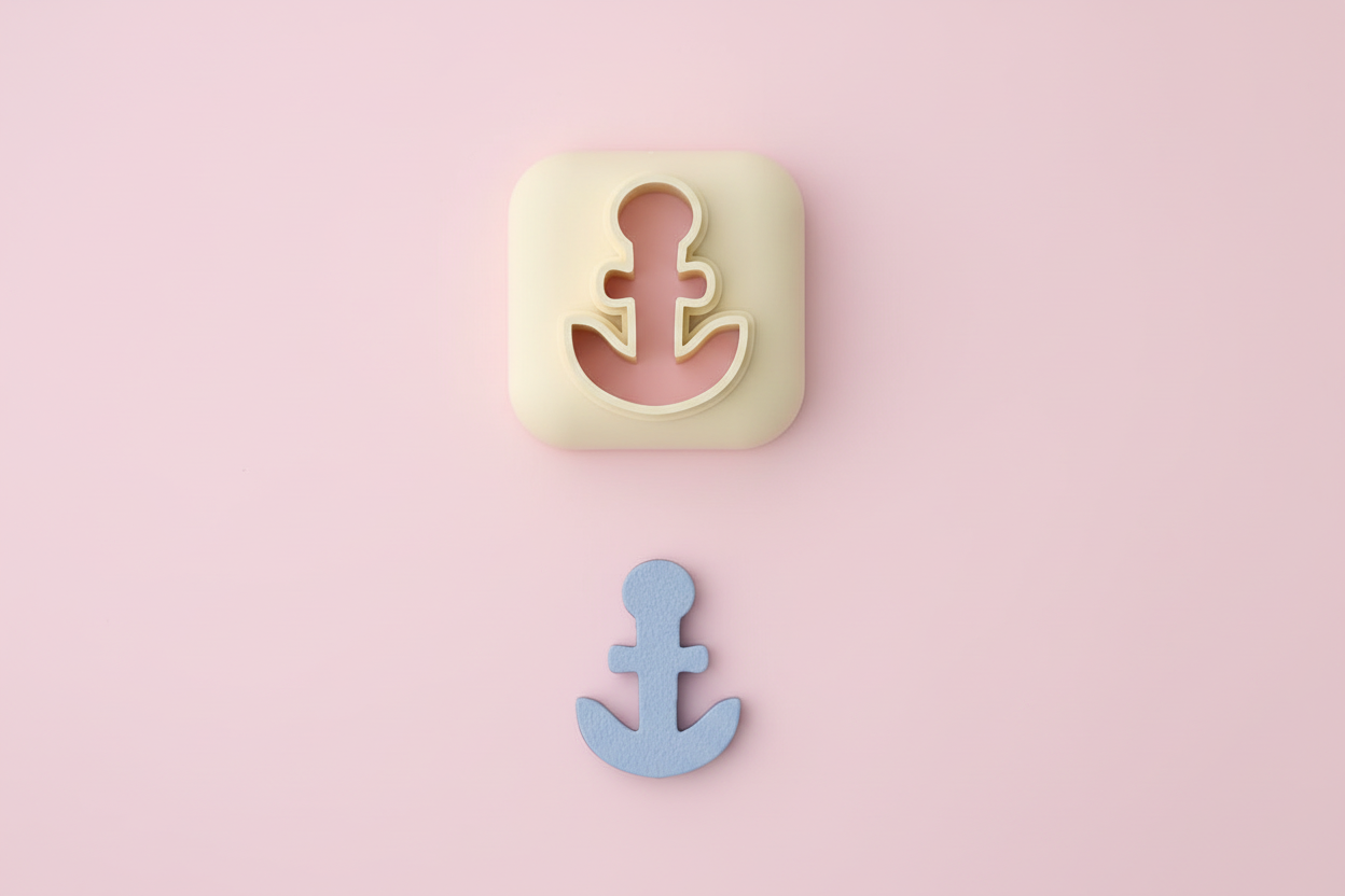 Mini emporte-pièce ancre marine – cutter pâte polymère bijoux DIY breloques – 8 10 12 mm – EP-279 – fabriqué en France