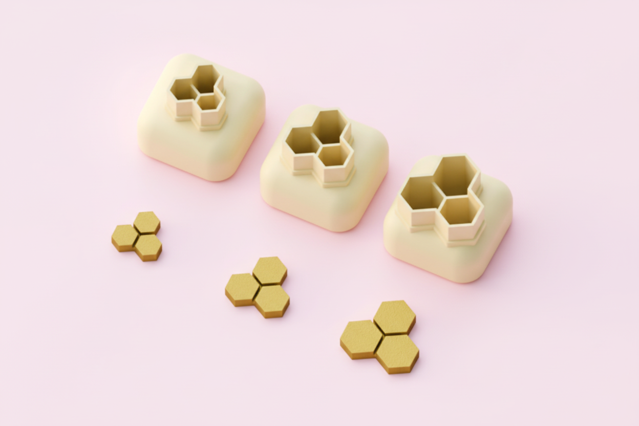 Mini emporte-pièce alvéoles – cutter pâte polymère bijoux DIY breloques – 8 10 12 mm – EP-301 – fabriqué en France