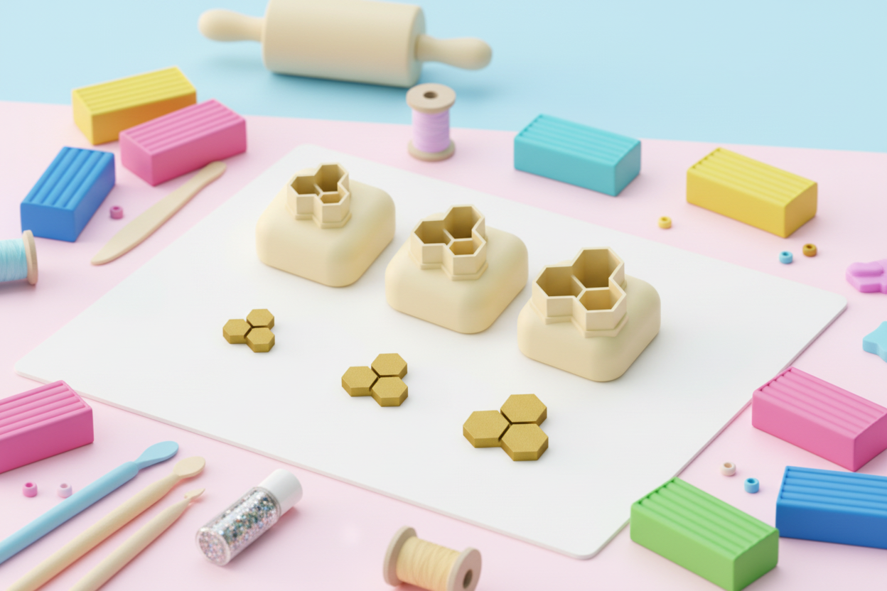 Mini emporte-pièce alvéoles – cutter pâte polymère bijoux DIY breloques – 8 10 12 mm – EP-301 – fabriqué en France