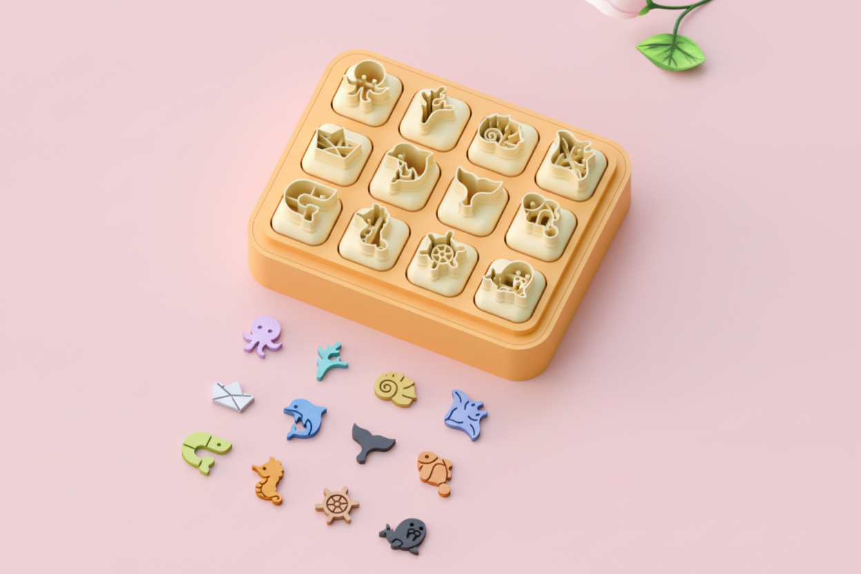 Set mini emporte-pièces océan – cutters pâte polymère bijoux DIY breloques – avec ou sans socle – 12 mm – EP-307 – fabriqué en France
