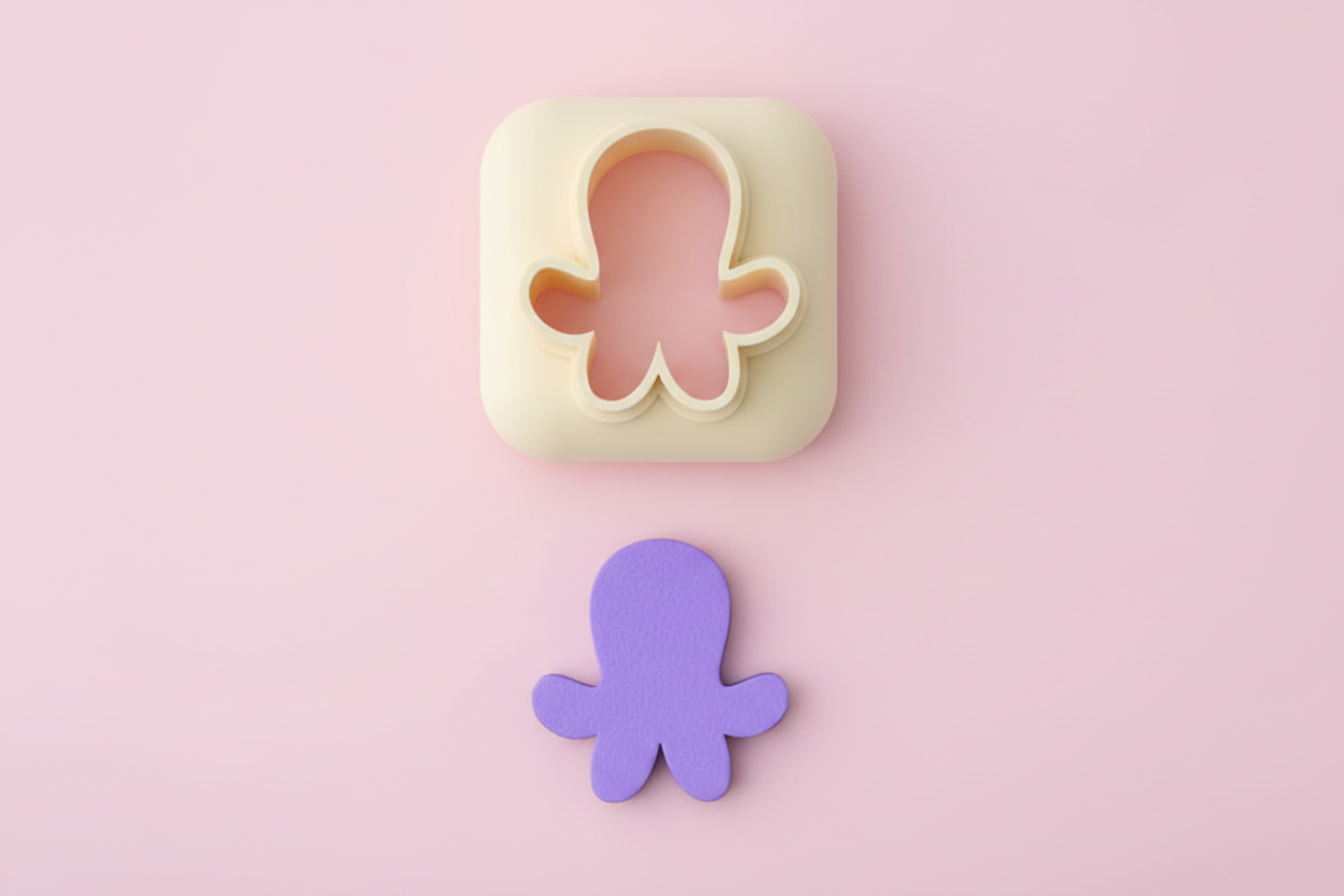 Mini emporte-pièce pieuvre – cutter pâte polymère bijoux DIY breloques – 8 10 12 mm – EP-308 – fabriqué en France