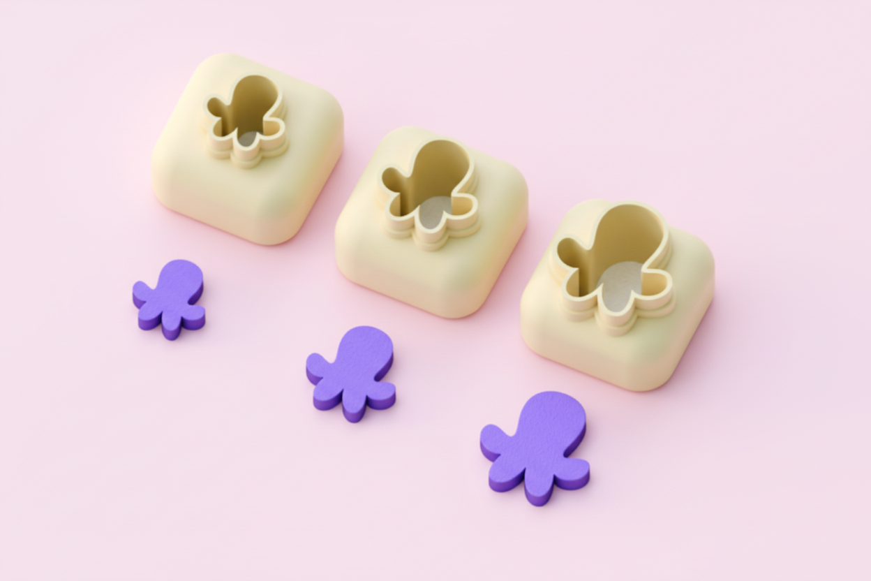 Mini emporte-pièce pieuvre – cutter pâte polymère bijoux DIY breloques – 8 10 12 mm – EP-308 – fabriqué en France